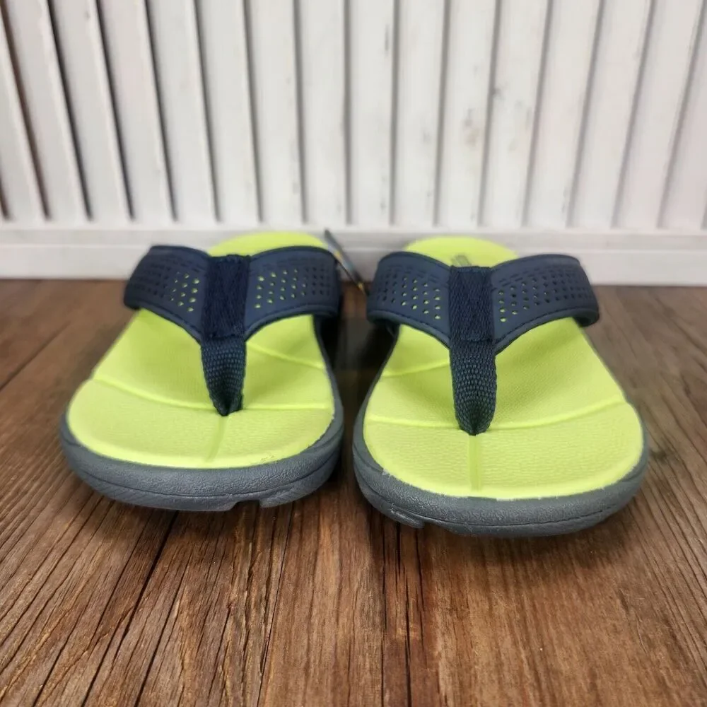 Skechers Supreme Pool Days 92224L Boys Sz 11 Green Gray Beach Flip Flop Sandals
